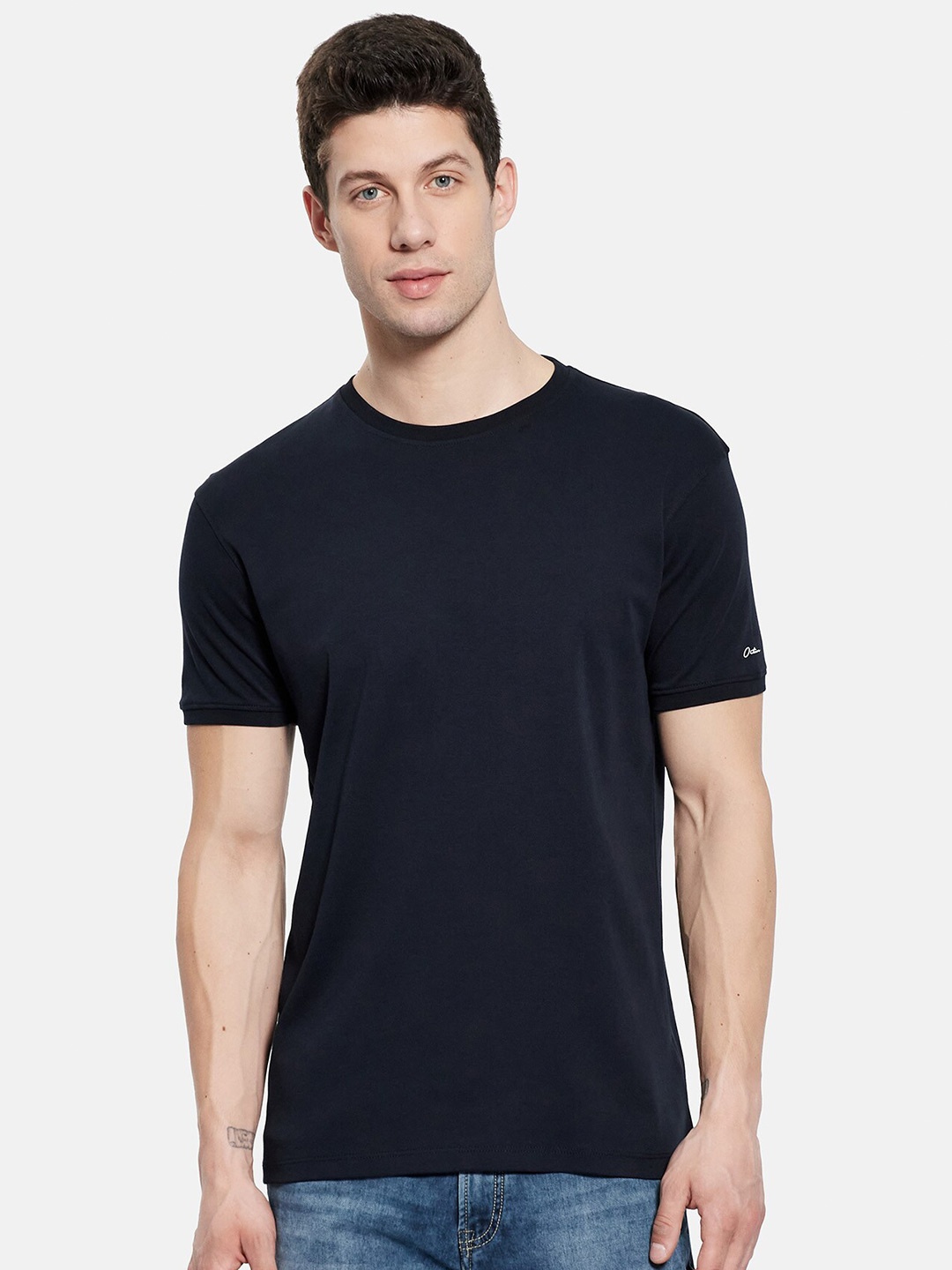

Octave Men Navy Blue Cotton T-shirt