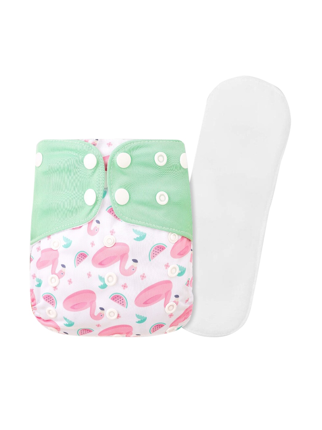 GUCHIGU Kids White & Pink Printed Reusable Cloth Diaper With Pad