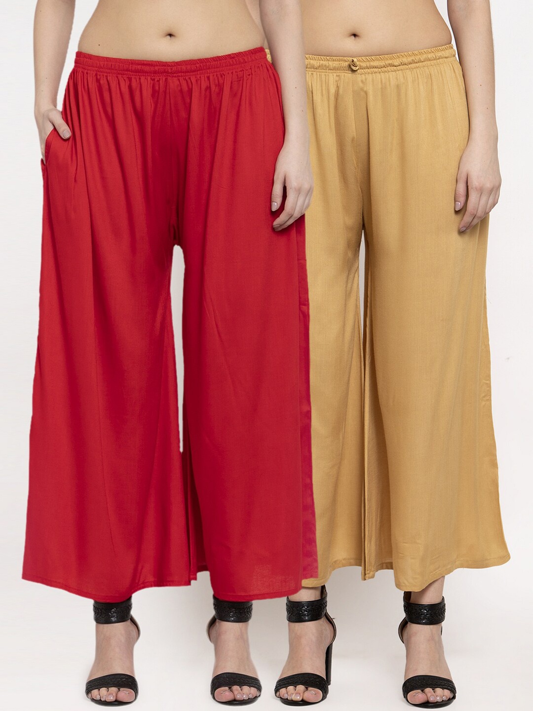 

Miaz Lifestyle Women Beige & Red 2 Palazzos