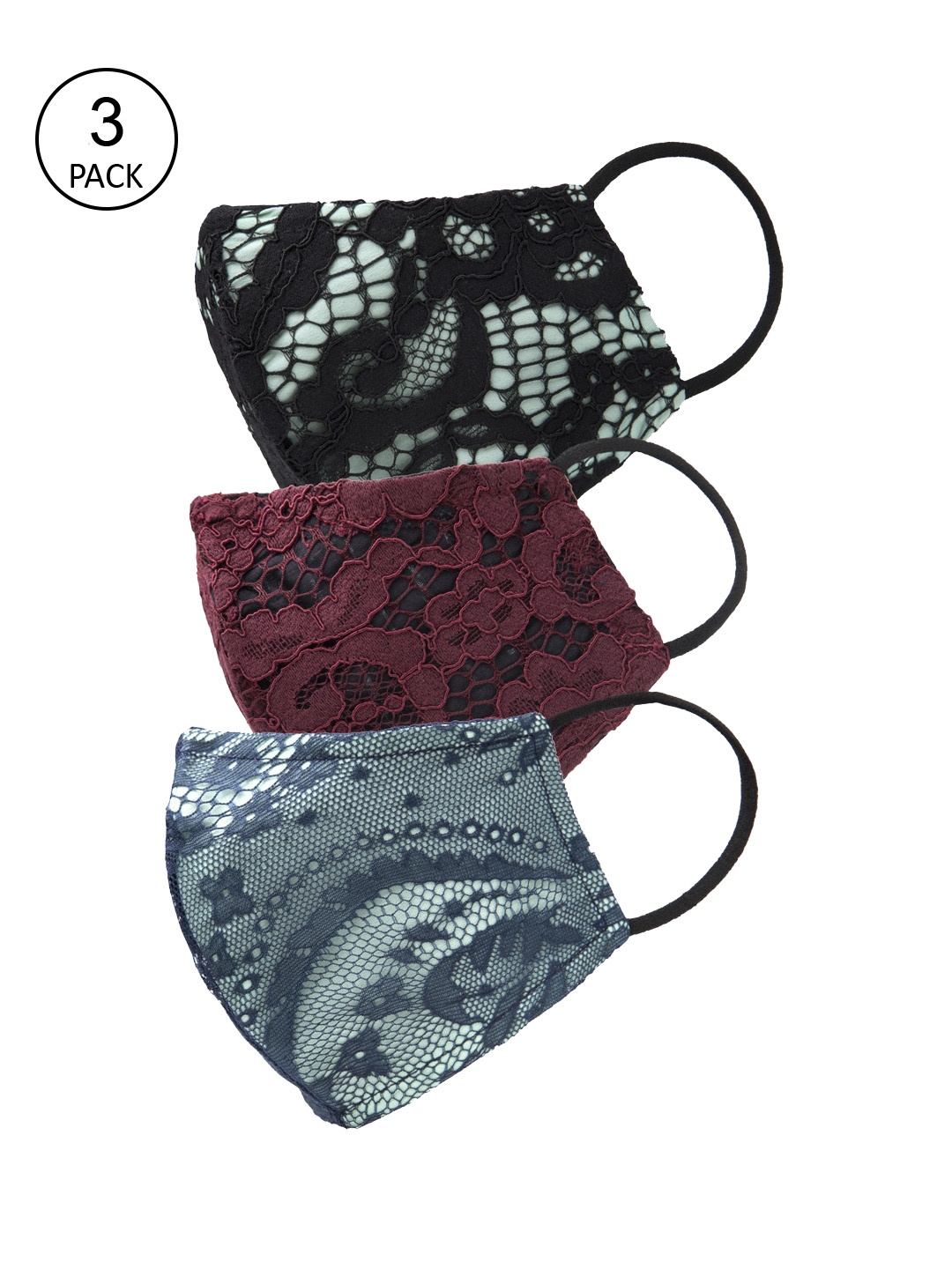

Oxolloxo Women Pack Of 3 Self-Design Floral 3-Ply Outdoor Cloth Masks, Red