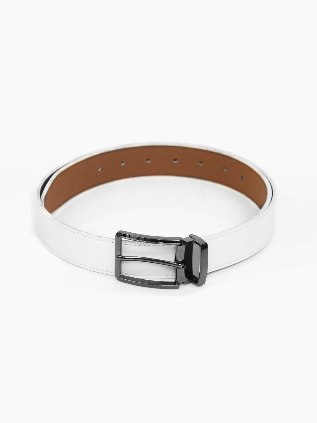 

Calvadoss Men White Textured PU Belt