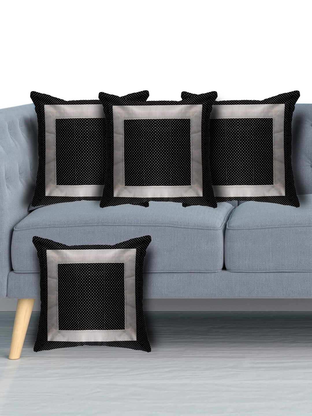 

Kuber Industries Black & White Set of 4 Geometric Square Cushion Covers