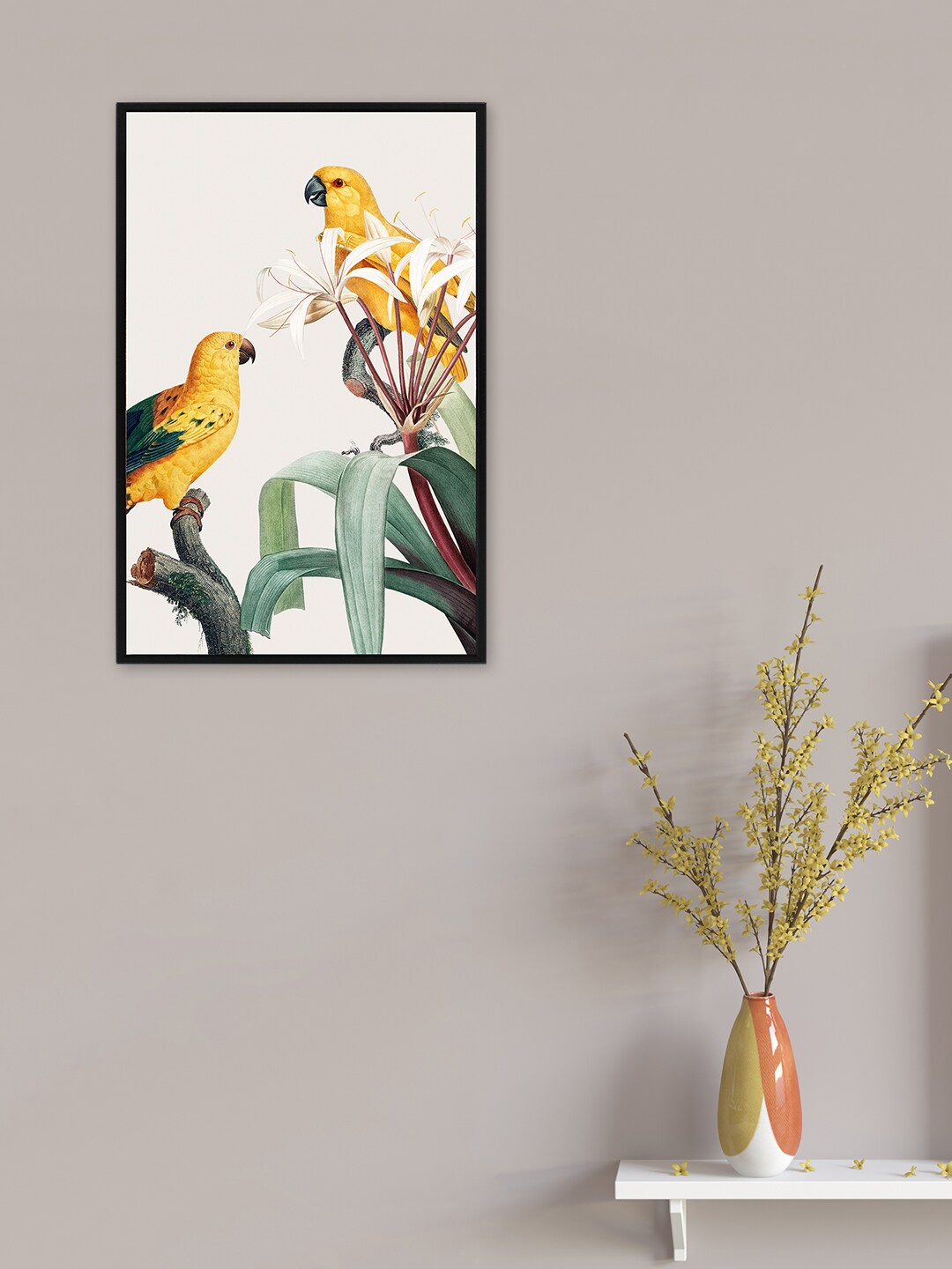 

nest ART White & Yellow Birds Painting Wall Art