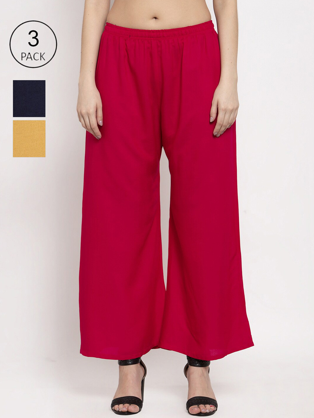 

Miaz Lifestyle Women 3 Flared Palazzos, Red