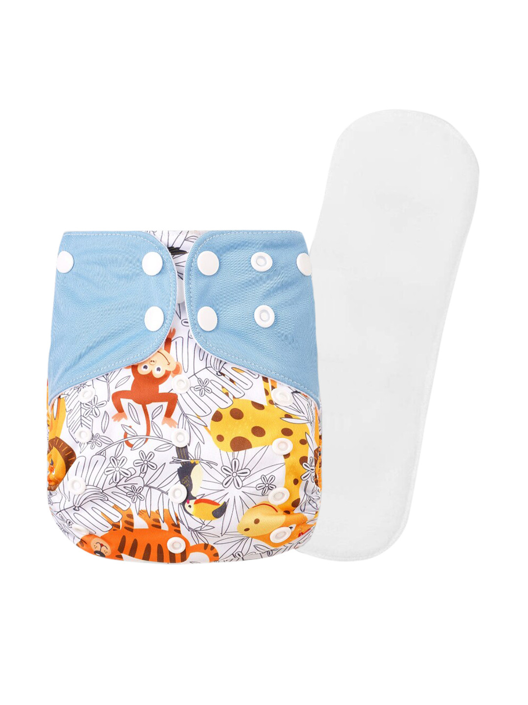 

GUCHIGU Kids Blue & White Printed Waterproof Baby Cloth Washable Diapers
