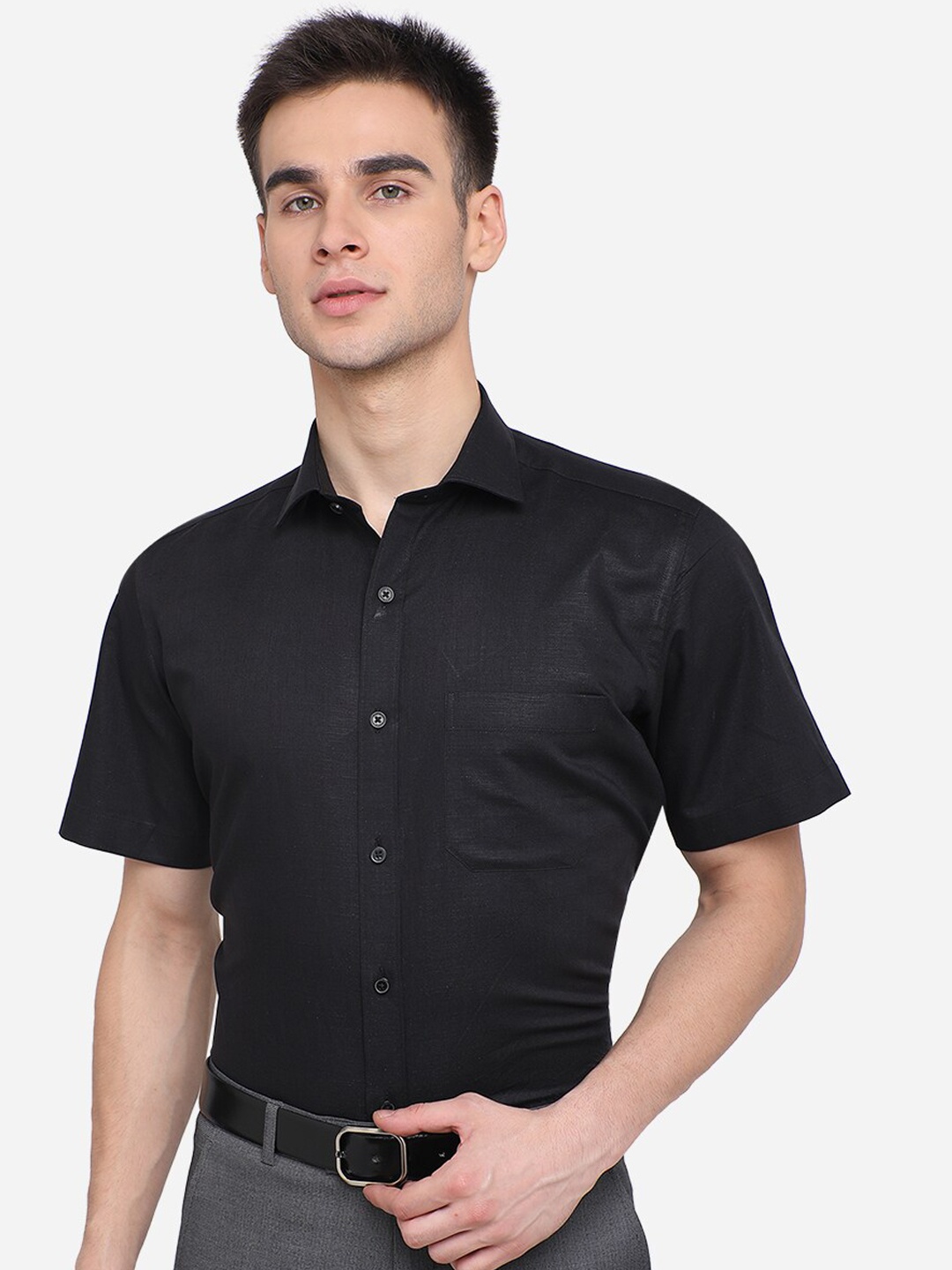 

JADE BLUE Men Black Formal Solid Shirt