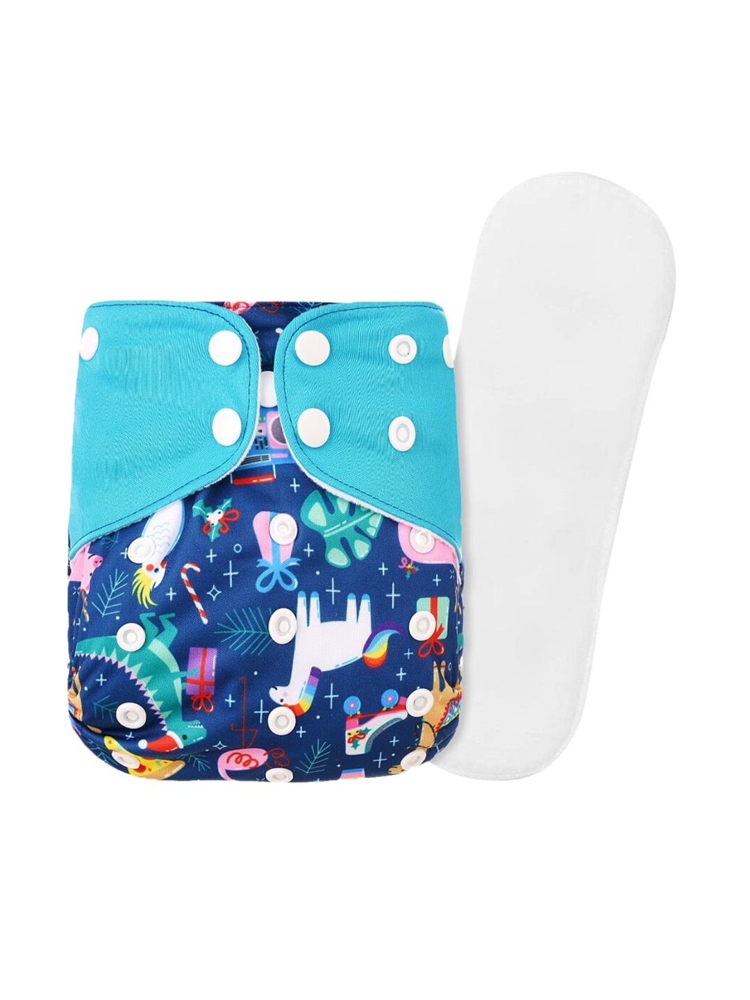 

GUCHIGU Kids Multicoloured Printed Reusable Cloth Diaper With Pad, Multi