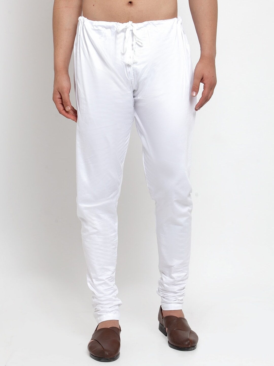 

Sanwara Men White Solid Cotton Pyjama