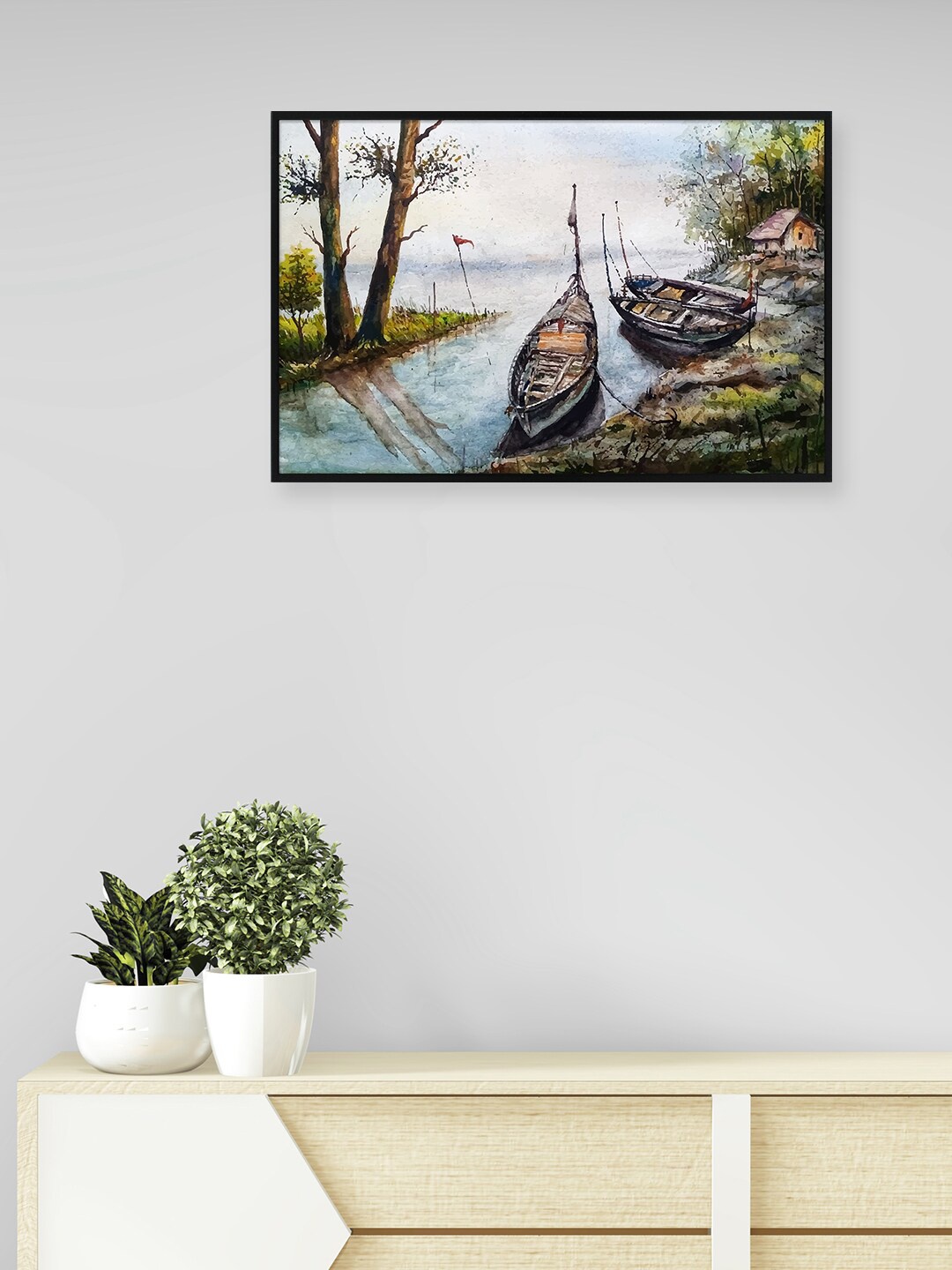 

nest ART Green & Brown Sailor Boat Painting Framed Wall Art