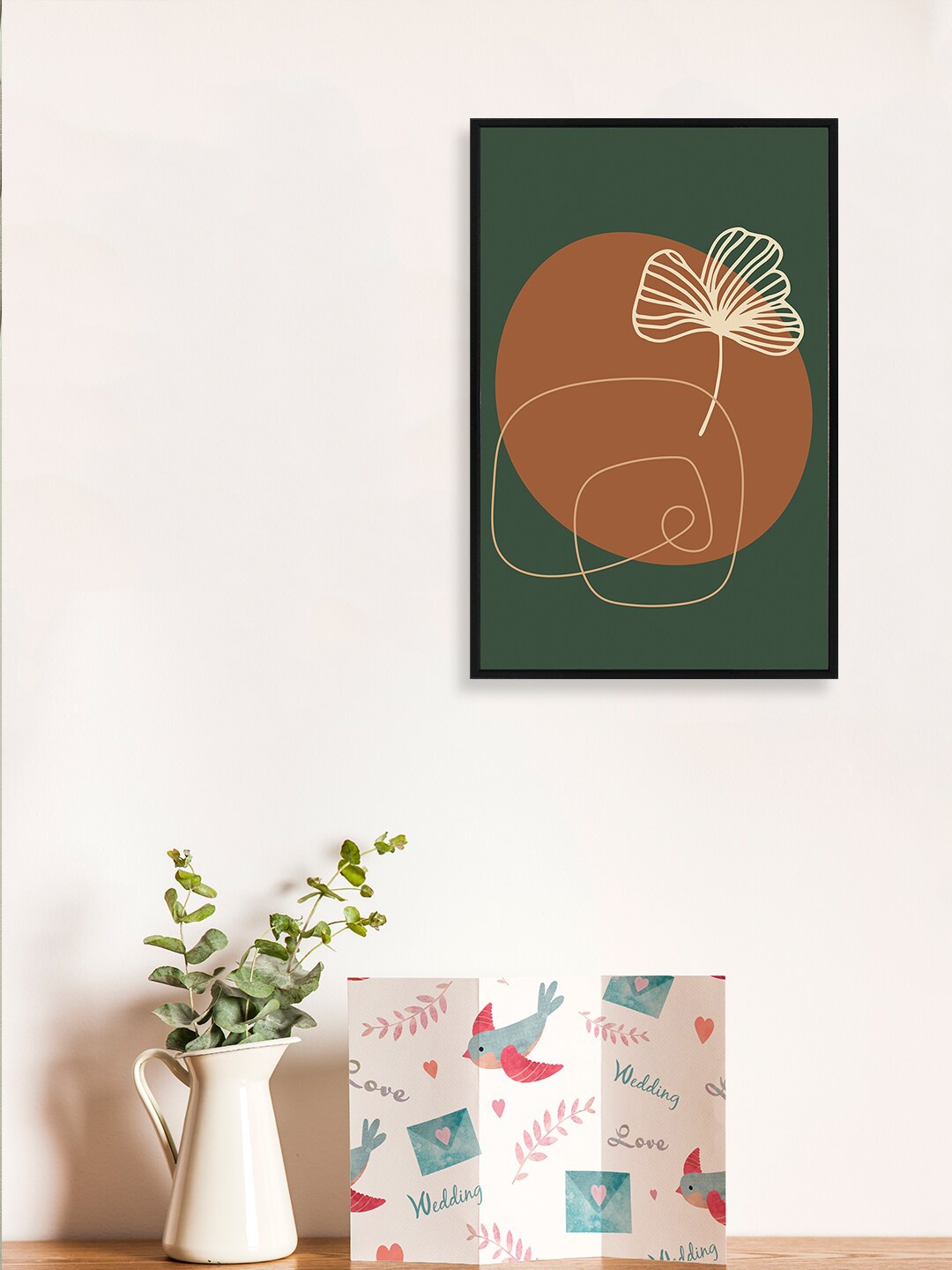 

nest ART Brown & Green Beautifully Printed Line Art Painting Framed Wall Art
