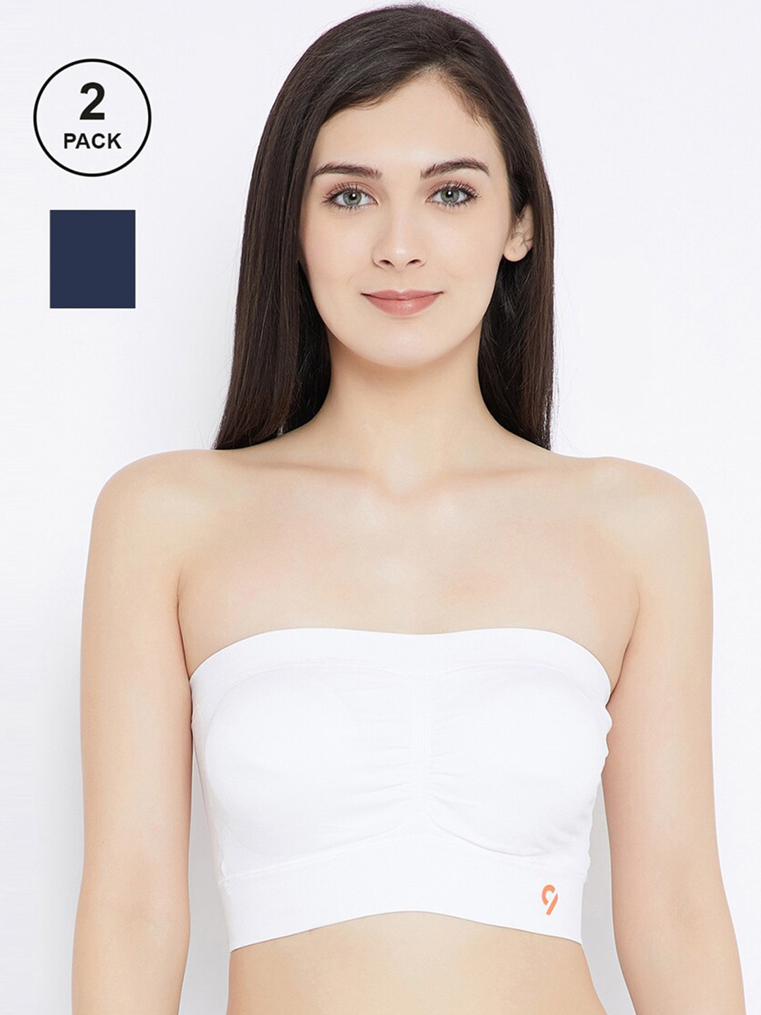 

C9 AIRWEAR Seamless Navy Blue & White Bandeau Bra Full Coverage Lightly Padded