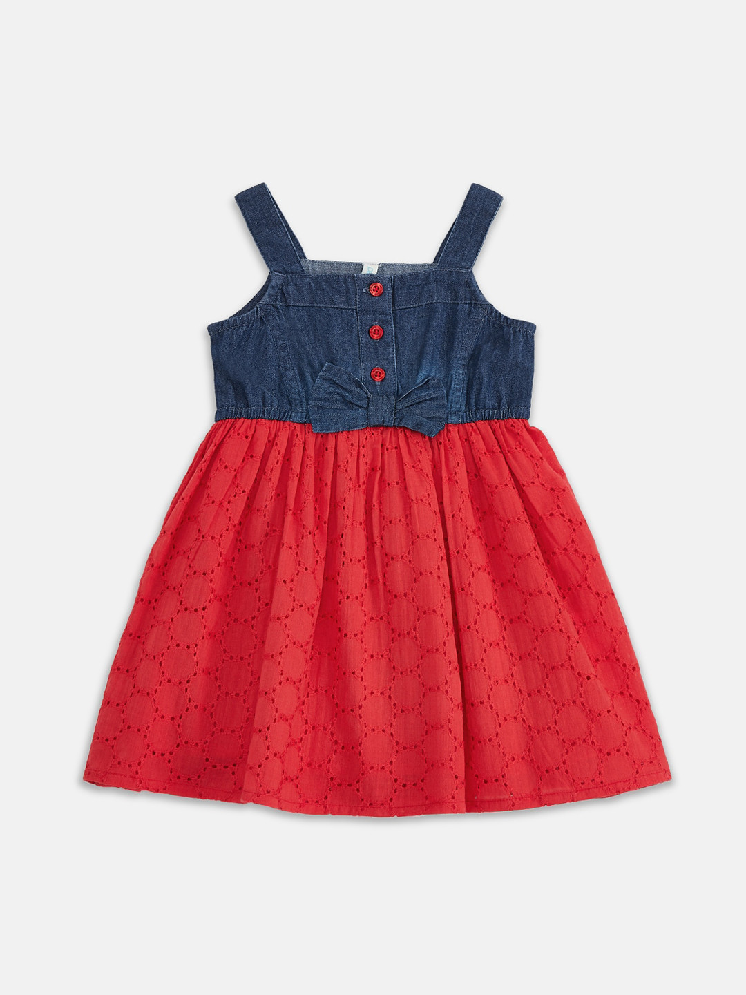 

Pantaloons Baby Red Self Design Cotton Fit and Flare Dress