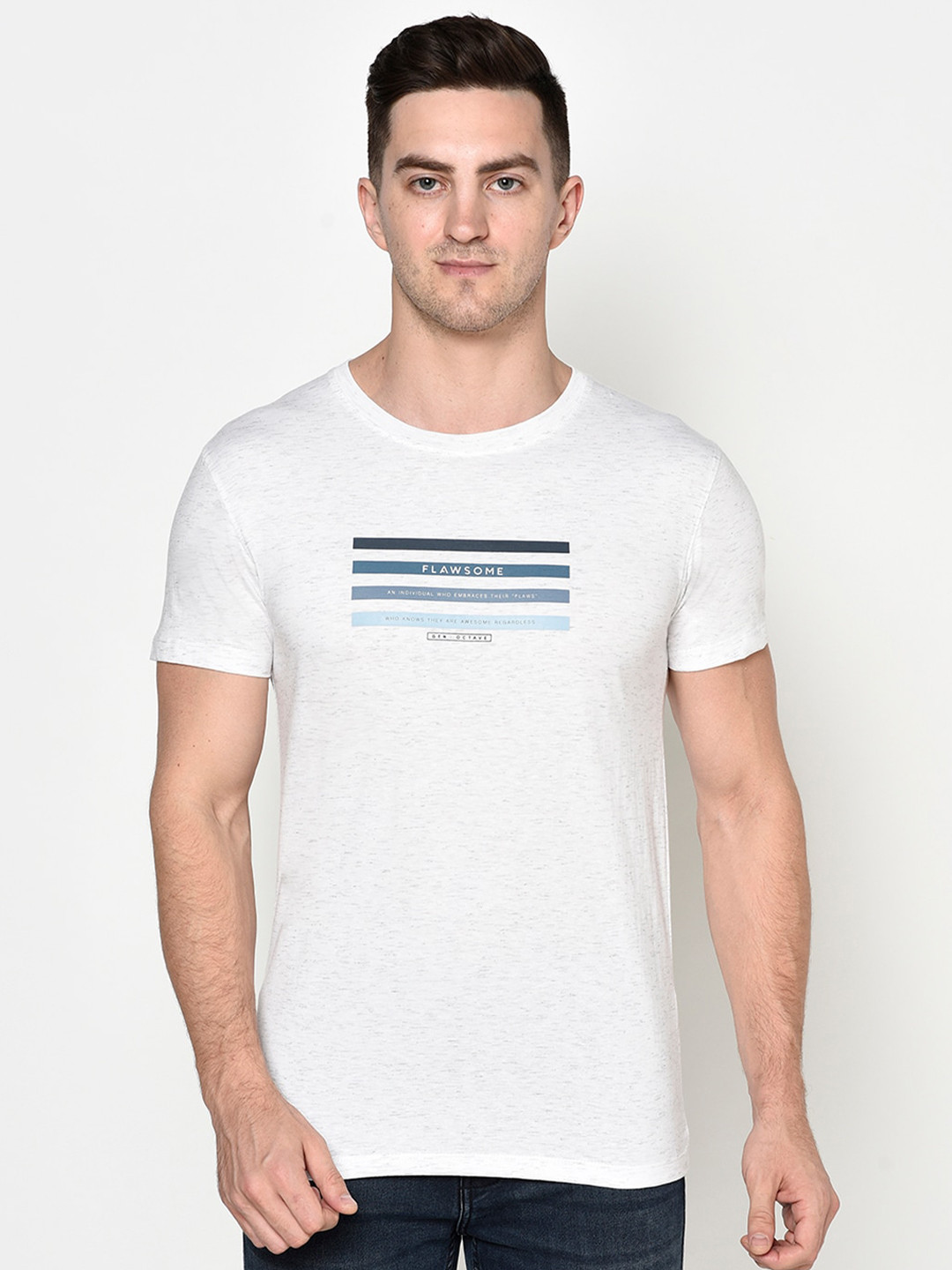 

Octave Men White Printed T-shirt
