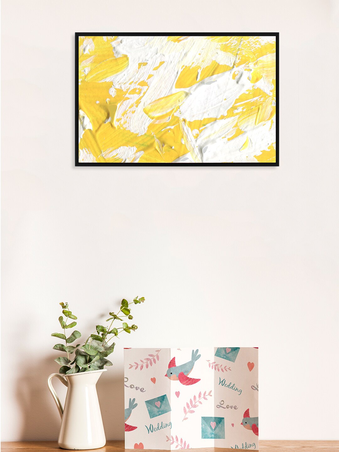 

nest ART Yellow & White Abstract Painted Framed Wall Art
