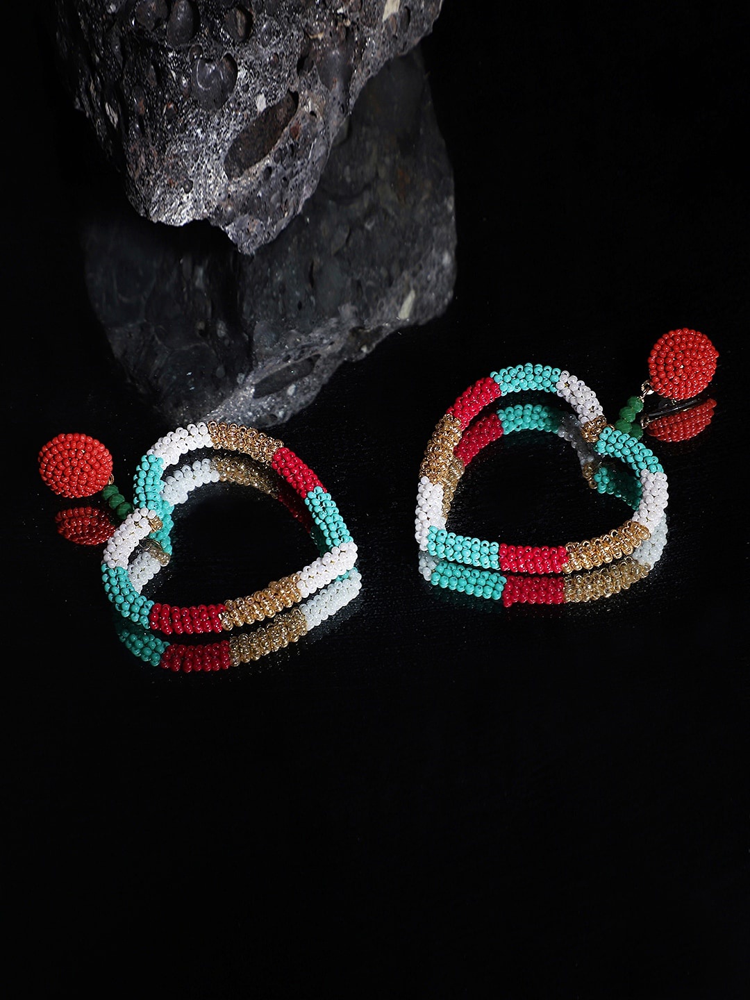 

Crunchy Fashion Multi Heart Shaped Drop Earrings