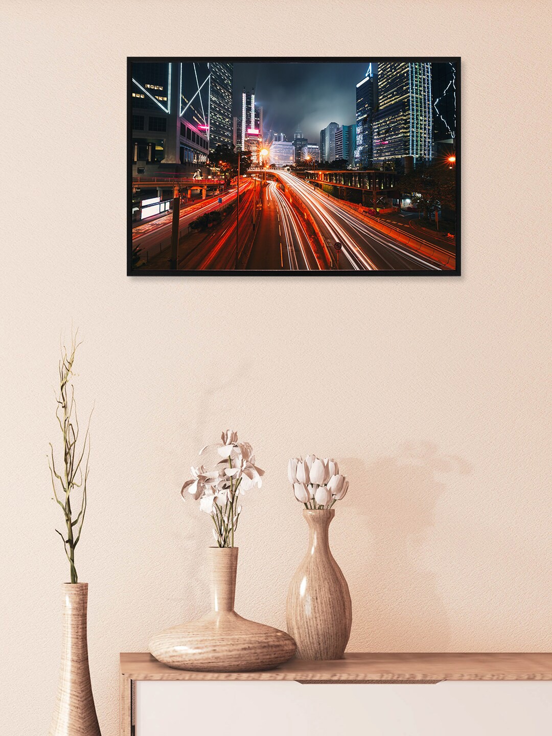 

nest ART Black & Red City Life Painting Framed Wall Art