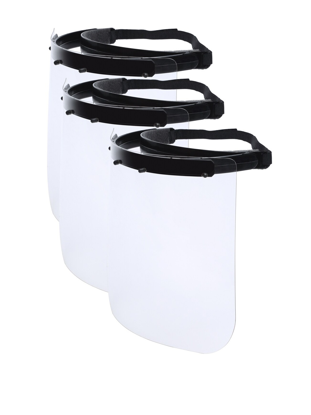 

Apsis Set Of 3 Black & Transparent Solid Plastic Reusable Face Shields