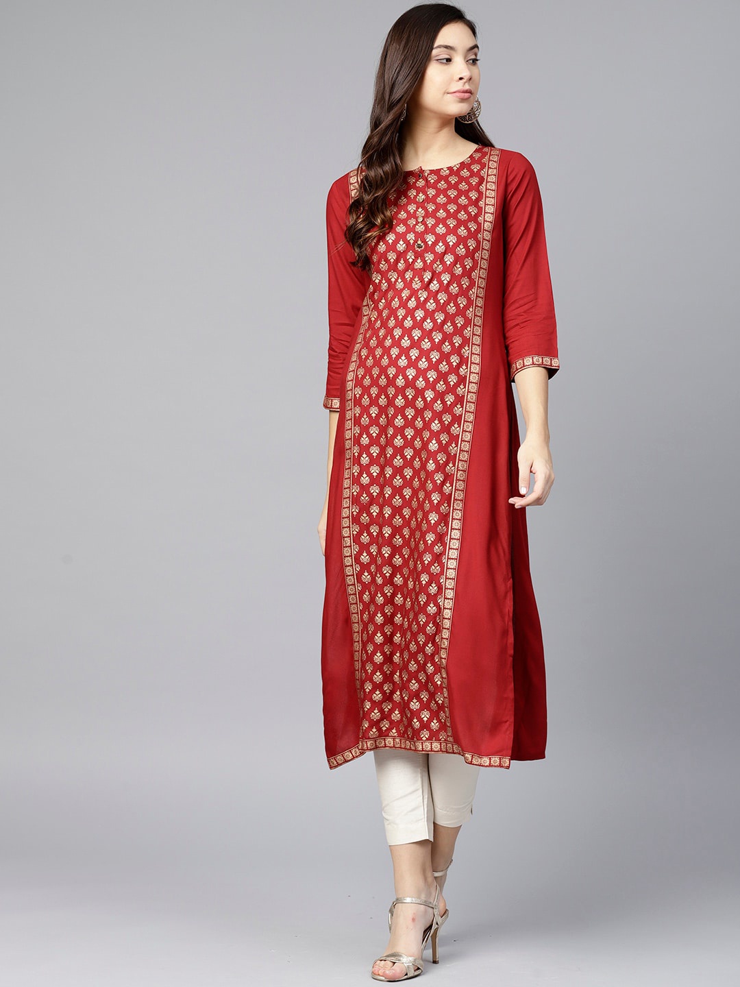 

Varanga Women Maroon Ethnic Motifs Printed Kurta