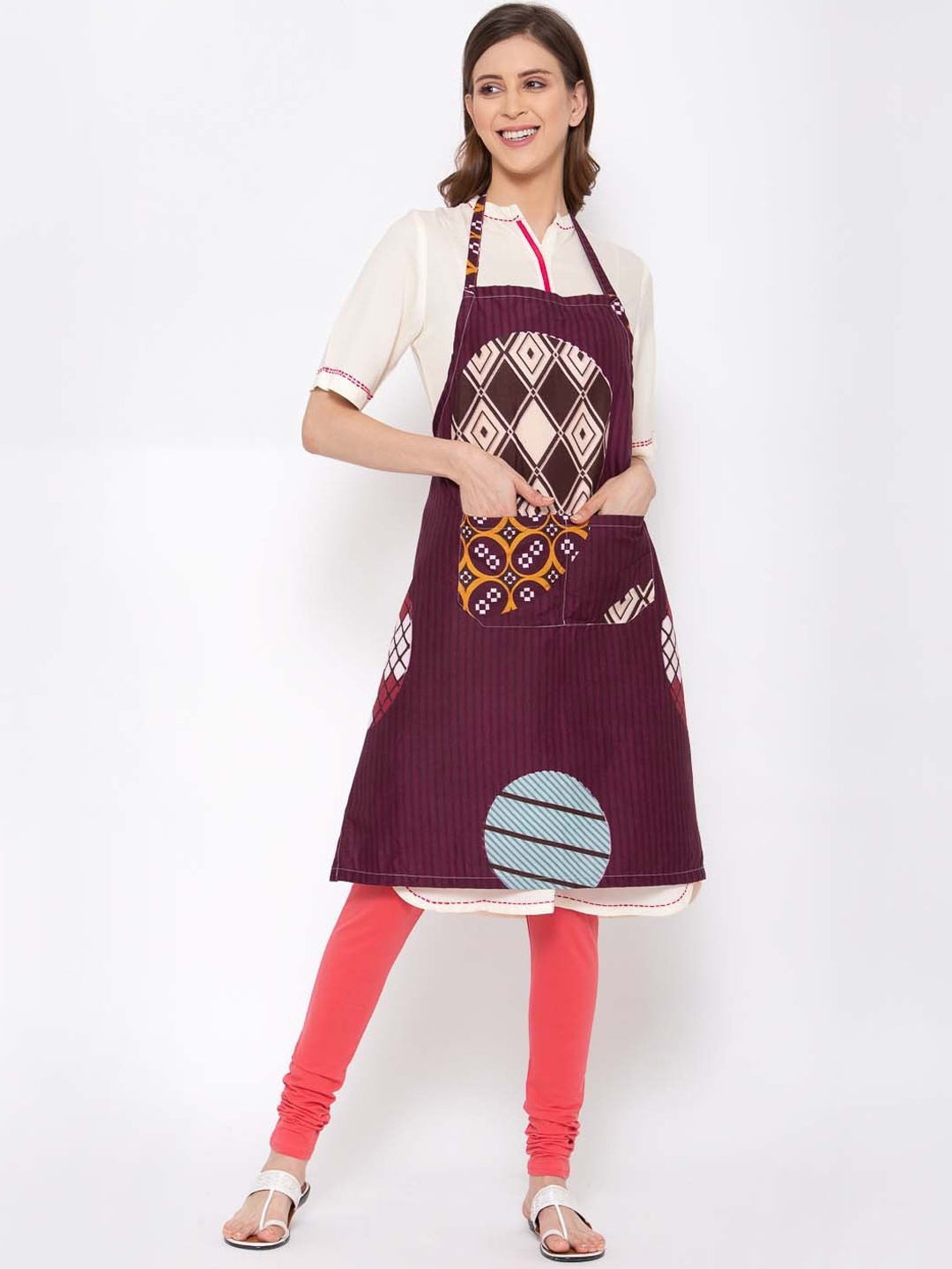 

KLOTTHE Burgundy Printed 210 TC Apron