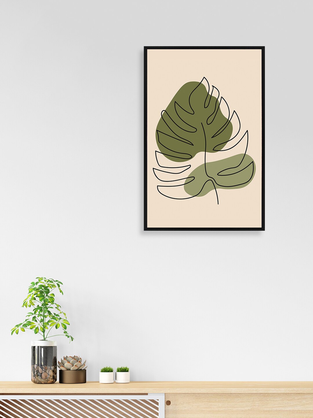 

nest ART Beige & Green Beautifully Printed Leaf Framed Wall Art