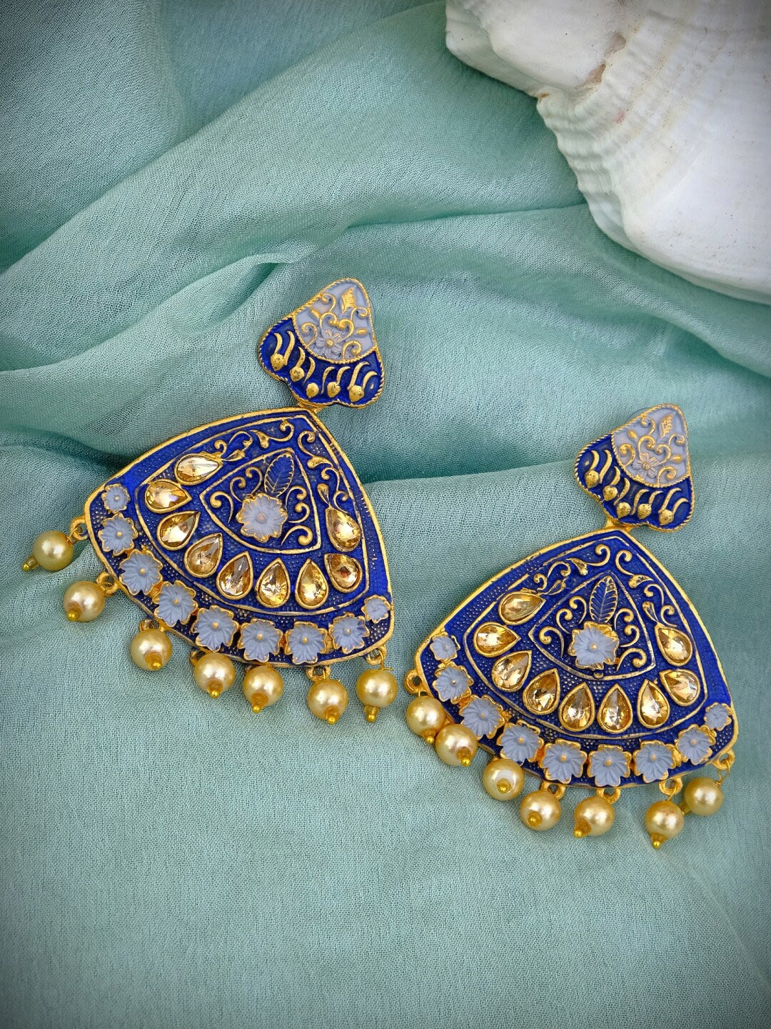 

Crunchy Fashion Gold-Plated & Blue Contemporary Chandbalis
