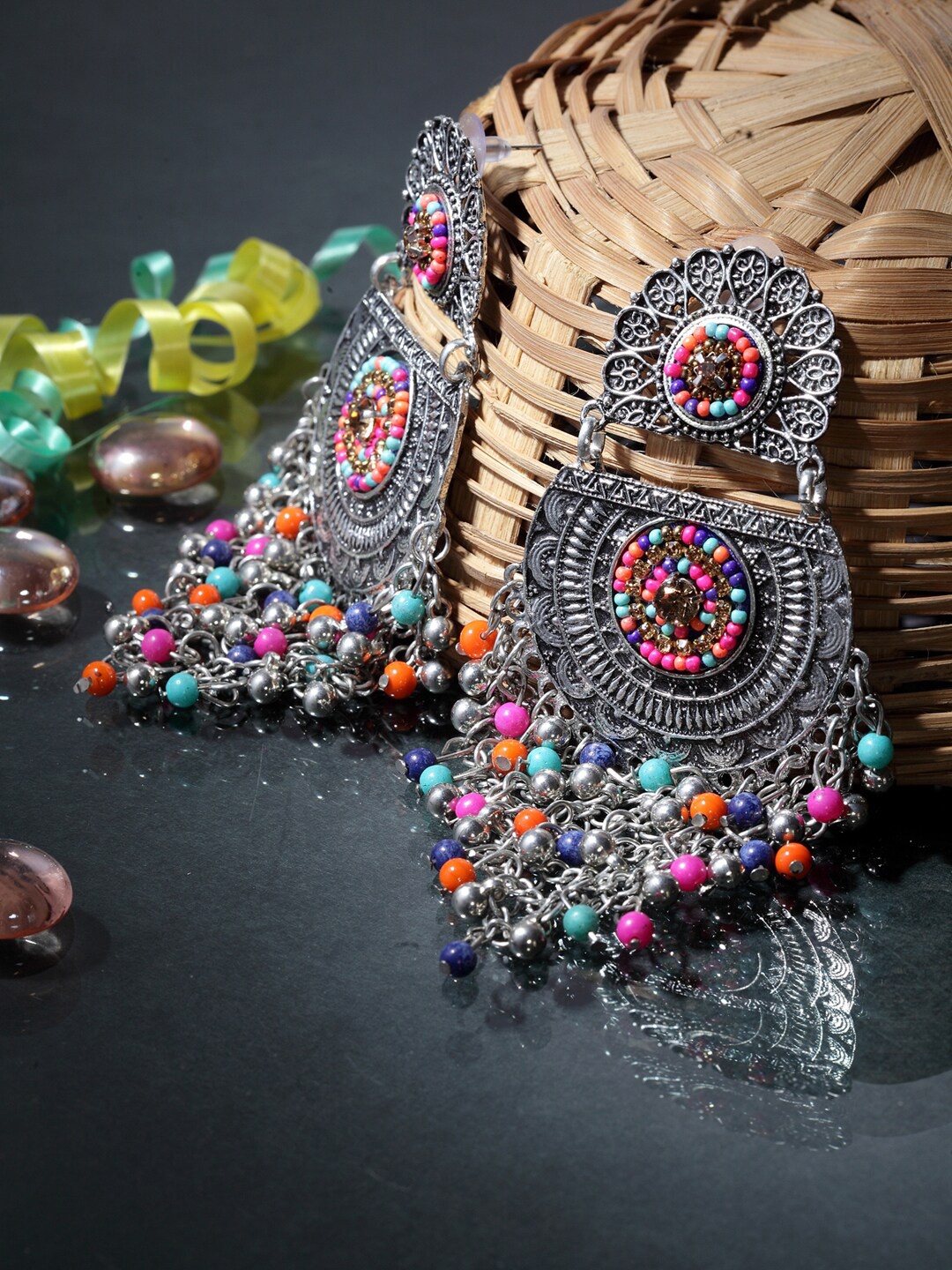 

Moedbuille Silver-Plated Handcrafted Contemporary Drop Earrings