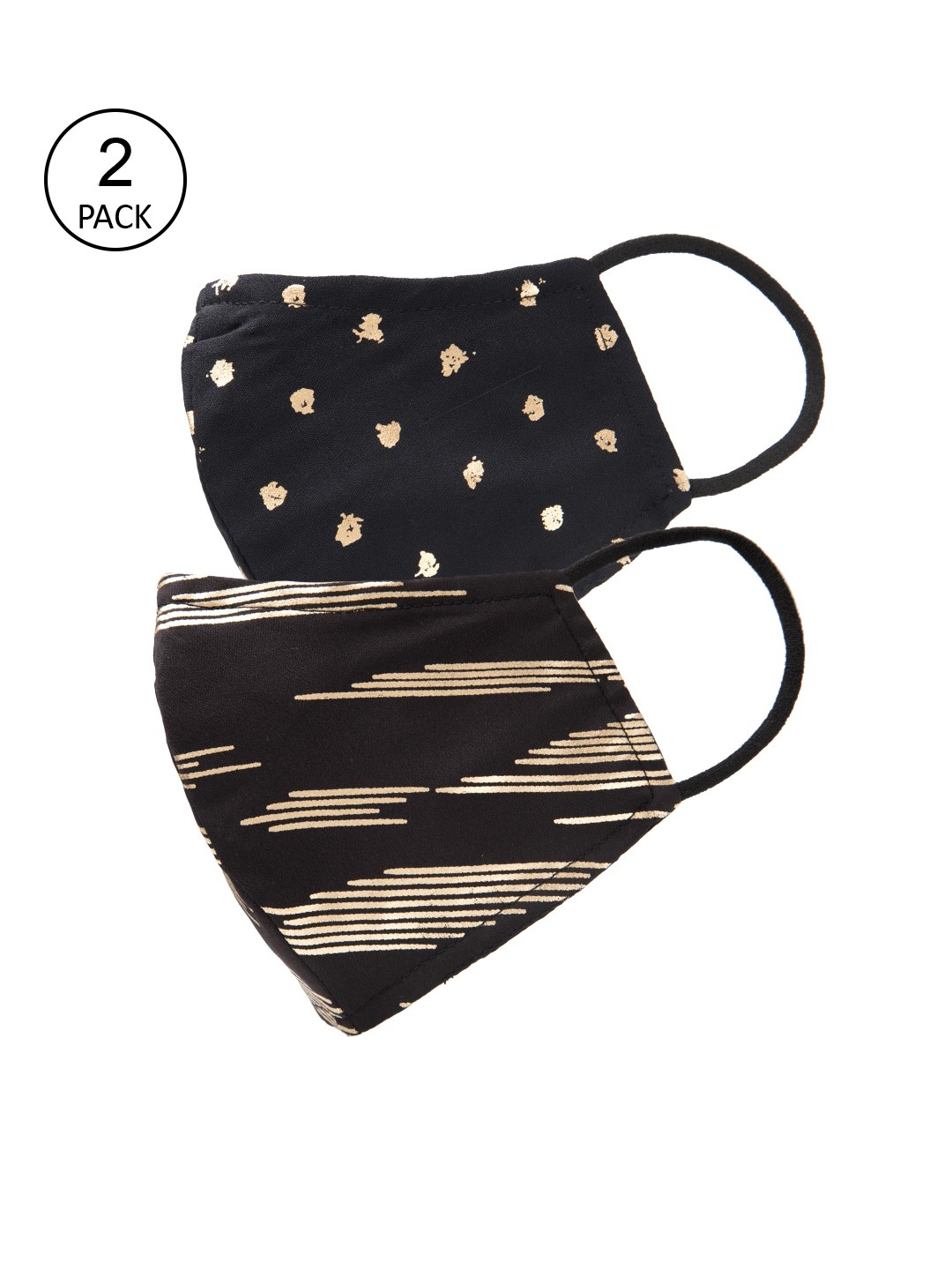 

Oxolloxo Women Pack Of 2 Printed 3-Ply Paradise Cloth Masks, Black