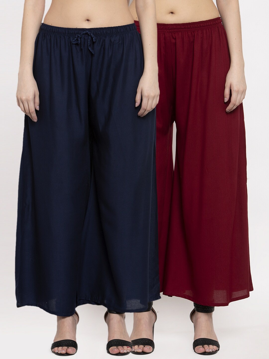 

Miaz Lifestyle Women Pack Of 2 Navy Blue & Maroon Palazzos