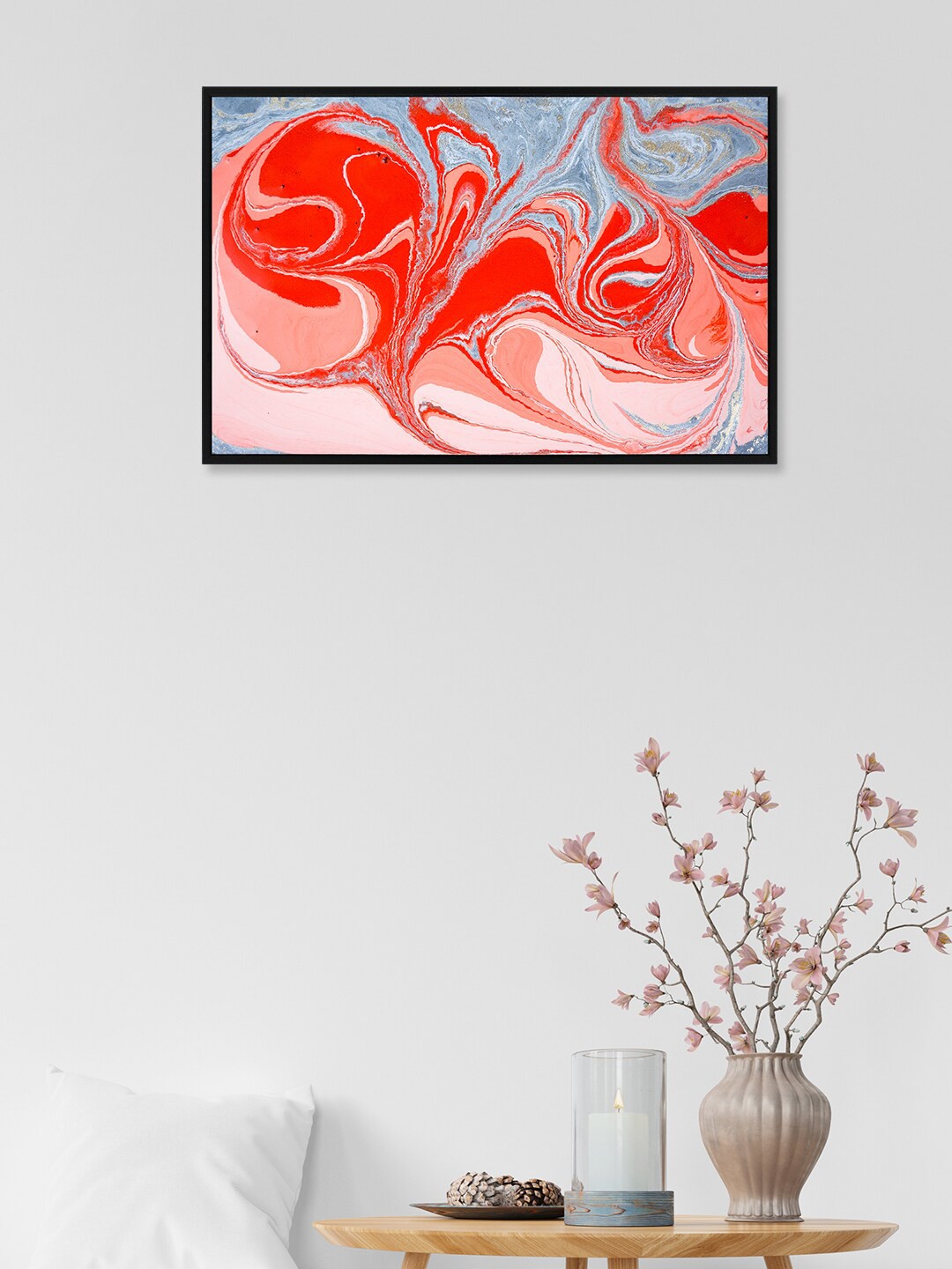 

nest ART Coral-Coloured & Grey Abstract Painted Framed Wall Art