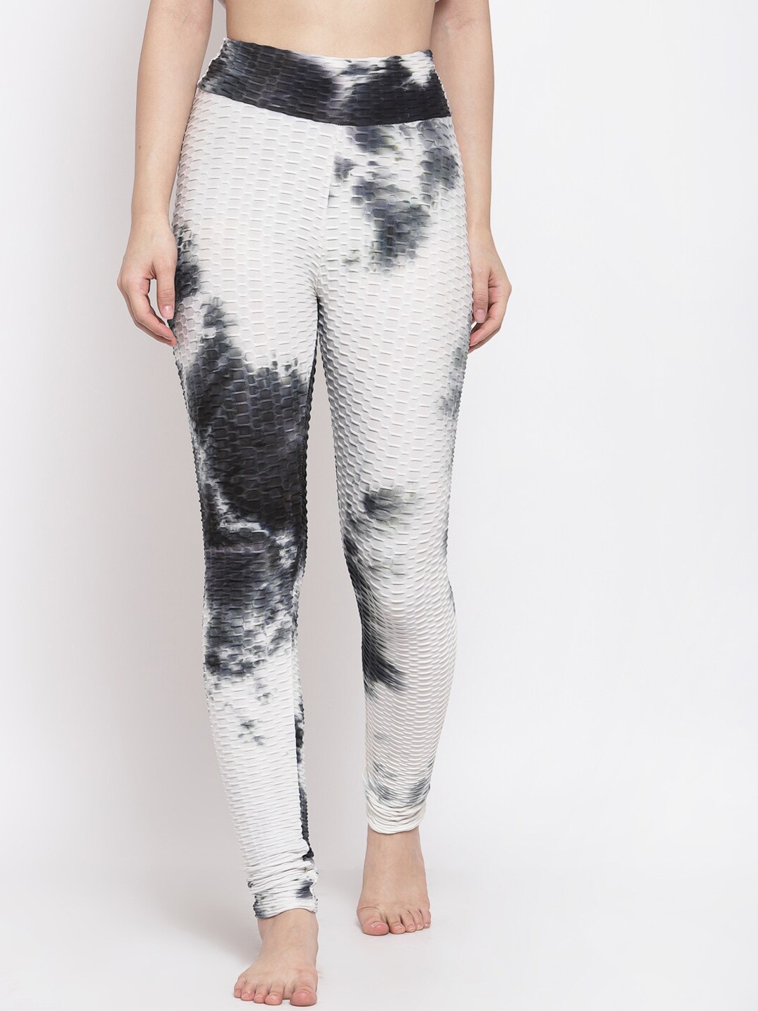 

iki chic Women Pink & Blue Tie & Dye Tights, Black