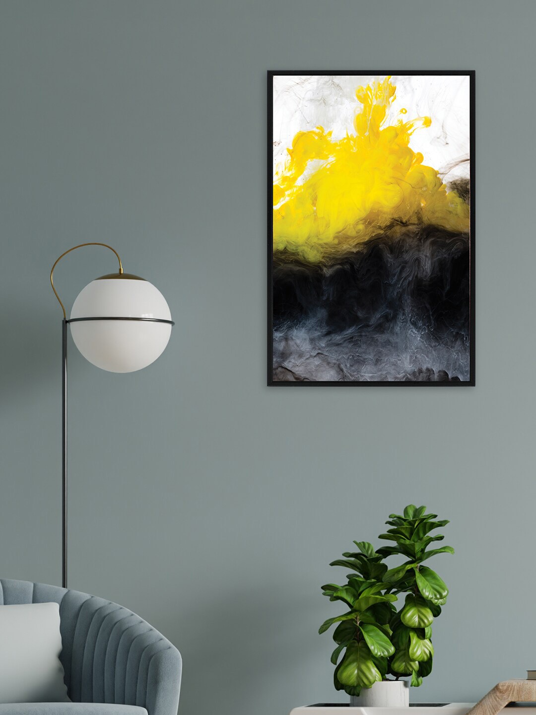 

nest ART Black & Yellow Abstract Painting Framed Wall Art