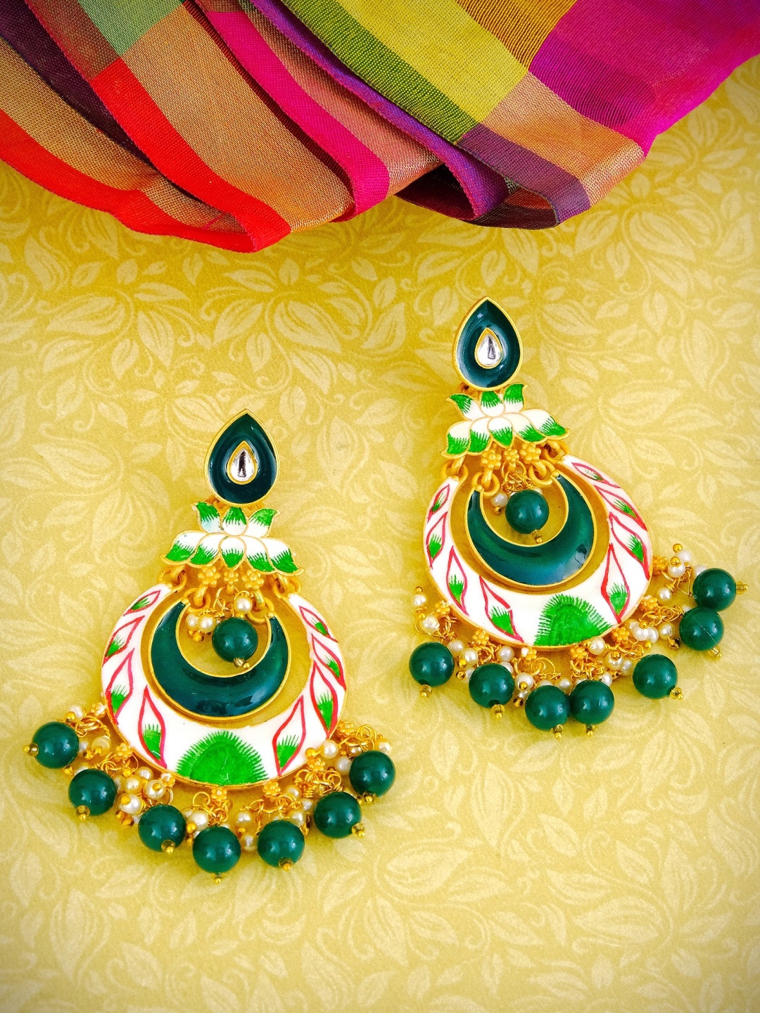 

Crunchy Fashion Gold Contemporary Chandbalis Earrings