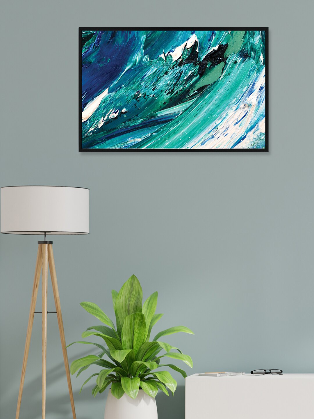 

nest ART Green & Blue Abstract Painted Framed Wall Art
