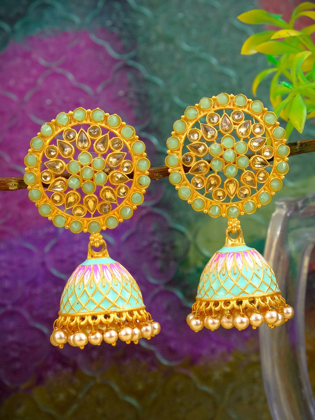 

Crunchy Fashion Gold Contemporary Jhumkas Earrings