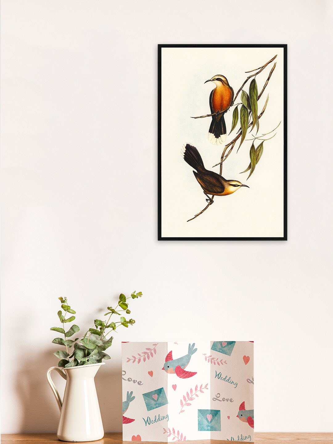 

nest ART White & Green Birds Printed Framed Wall Art