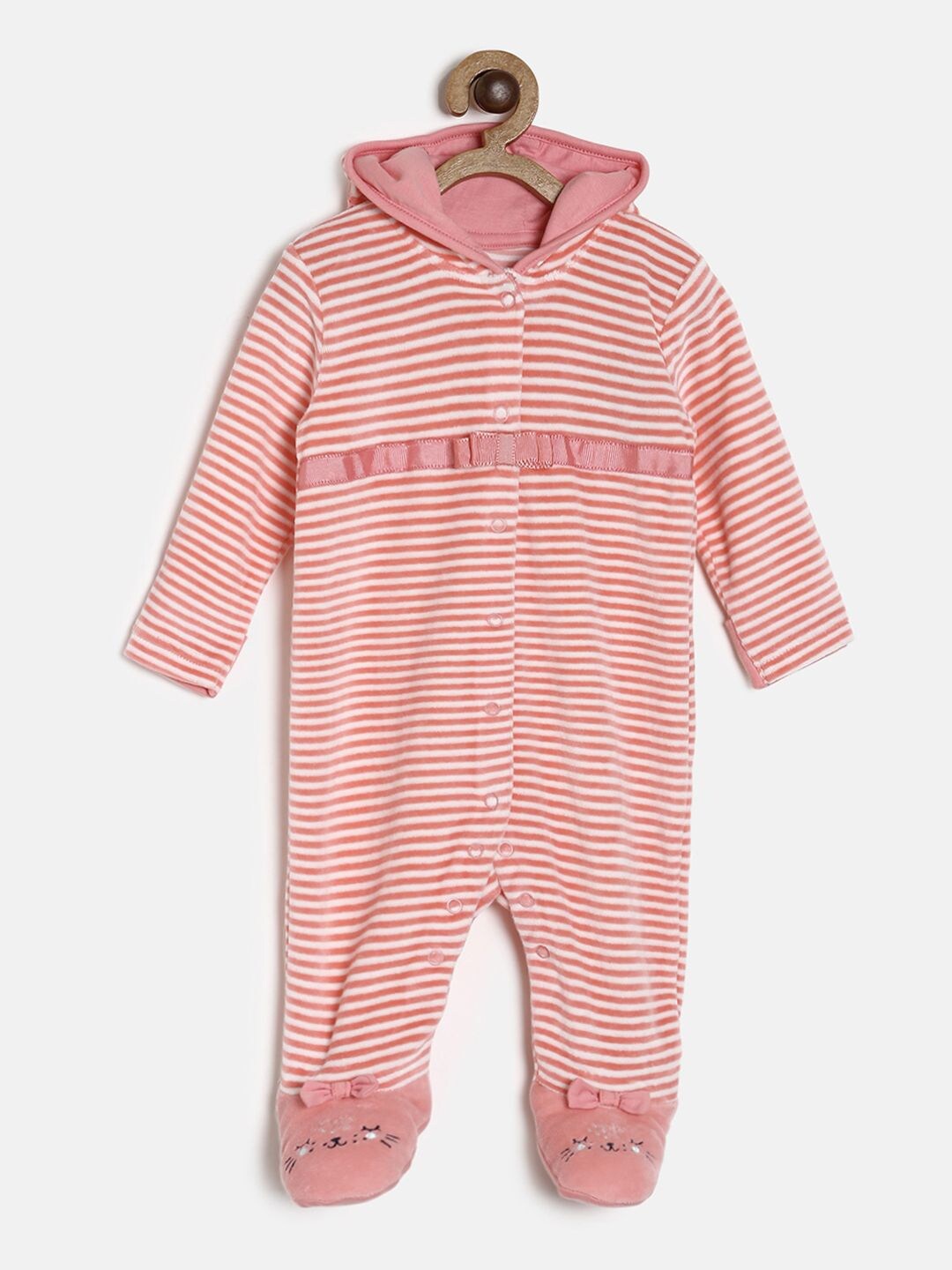 

MINI KLUB Infant Girls Pink & White Striped Sleepsuit