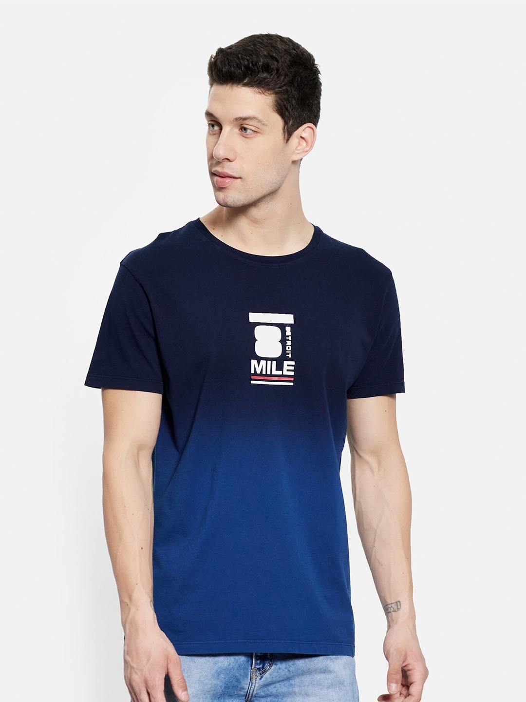 

Octave Men Blue Typography Printed T-shirt