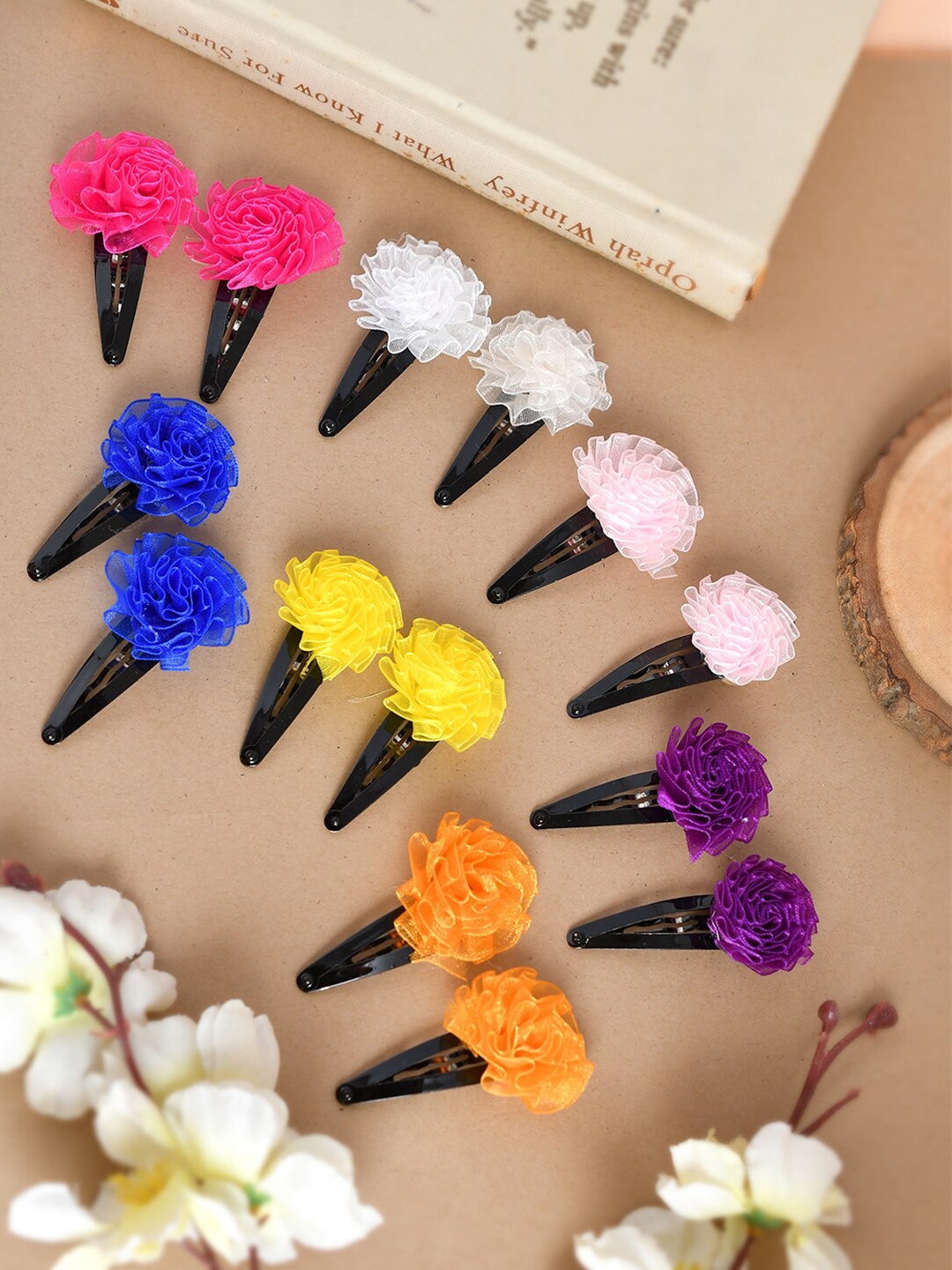 

Silvermerc Designs Women Pack of 14 Floral Tic Tac Hair Clip, Multi