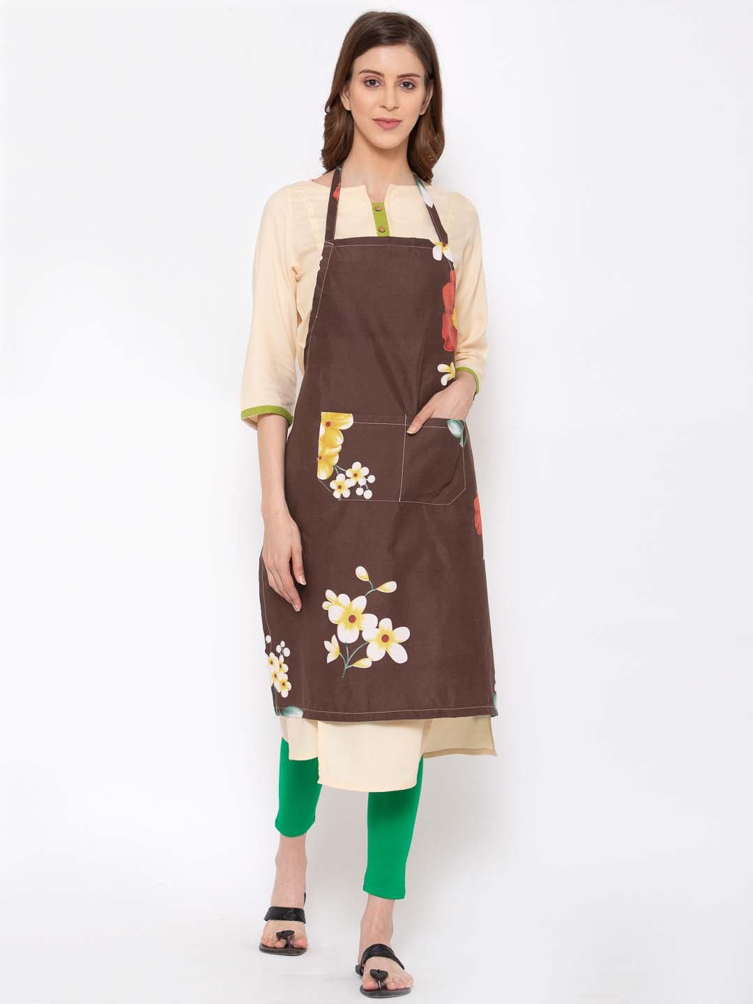 

KLOTTHE Brown & Beige Printed 210 TC Apron