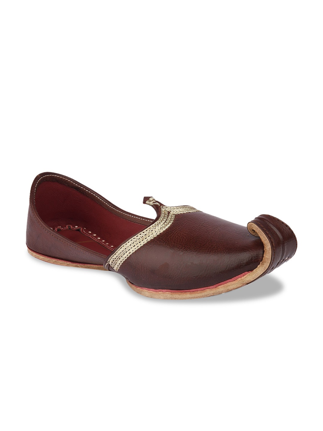 DESI COLOUR Men Brown Solid Leather Mojaris
