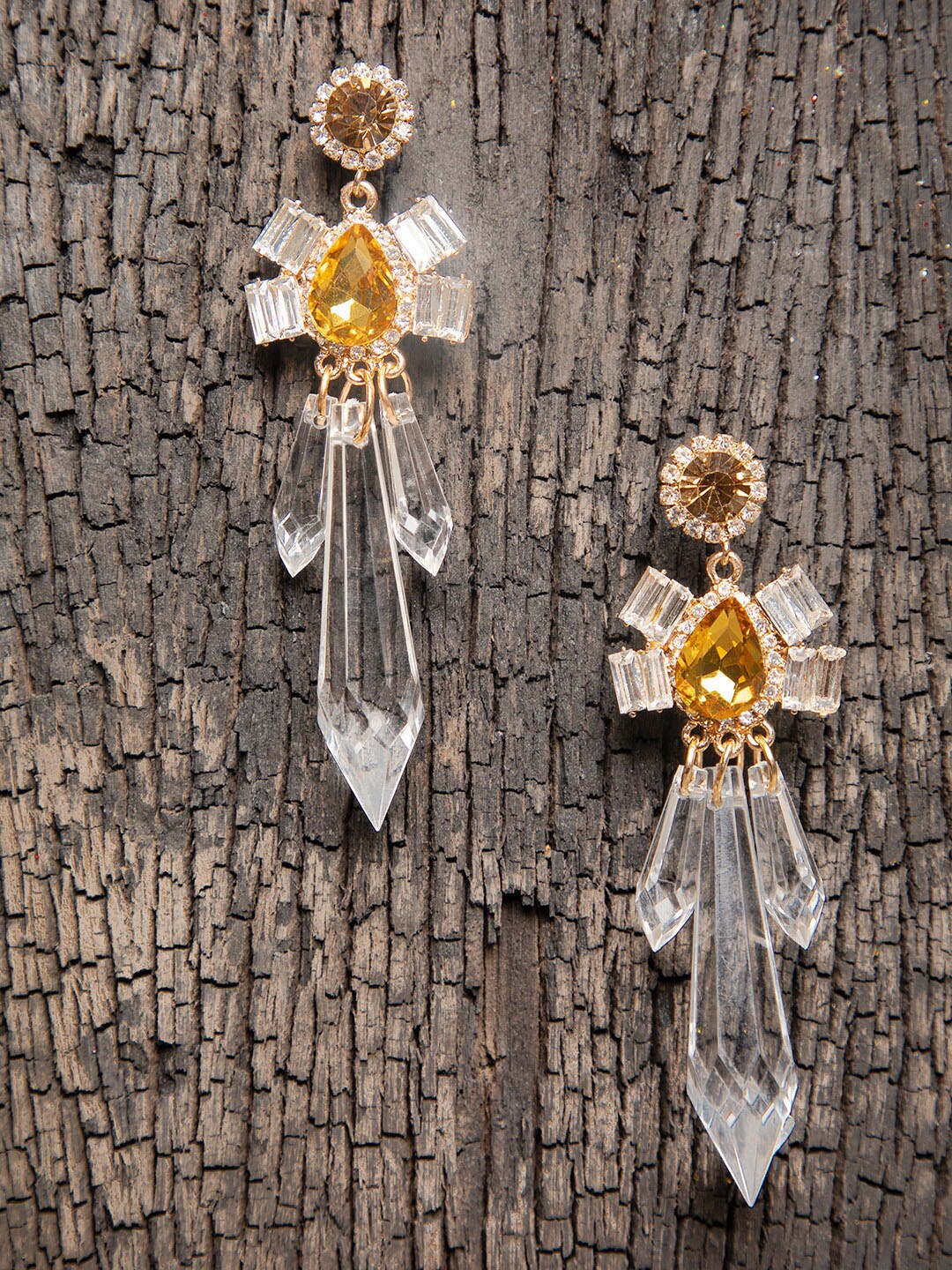 

DIVA WALK Gold-Toned & White Contemporary Drop Earrings