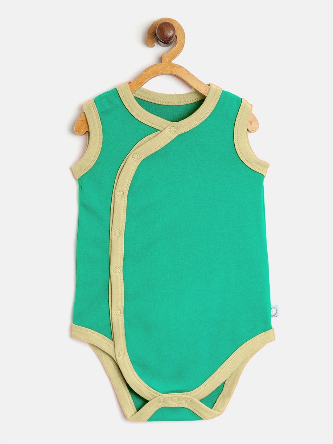 cherrytoes Infant Kids Green Solid Cotton Bodysuit