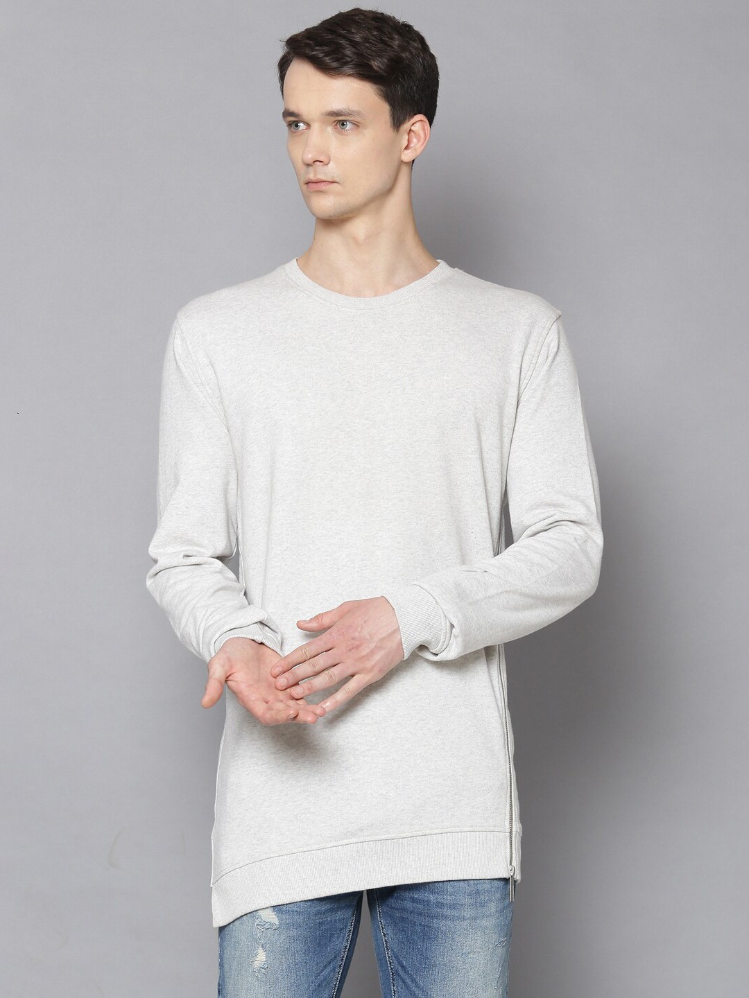 

LINDBERGH Men Grey Raw Edge T-shirt