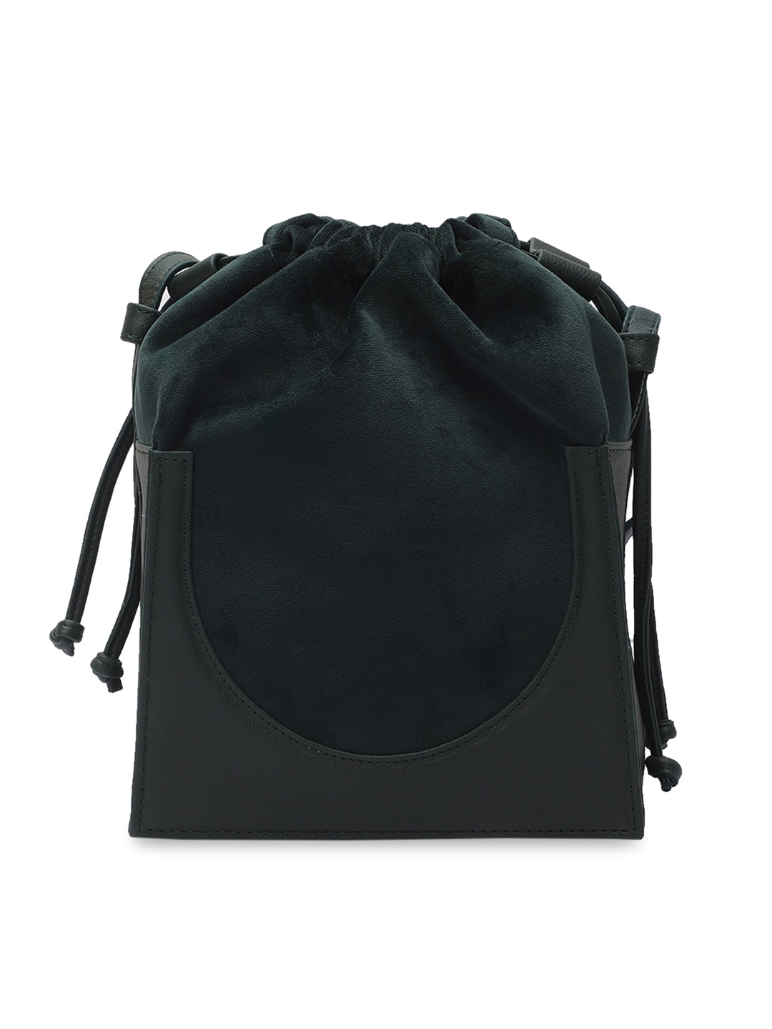 

Clotche Dark Green Solid Bucket bag