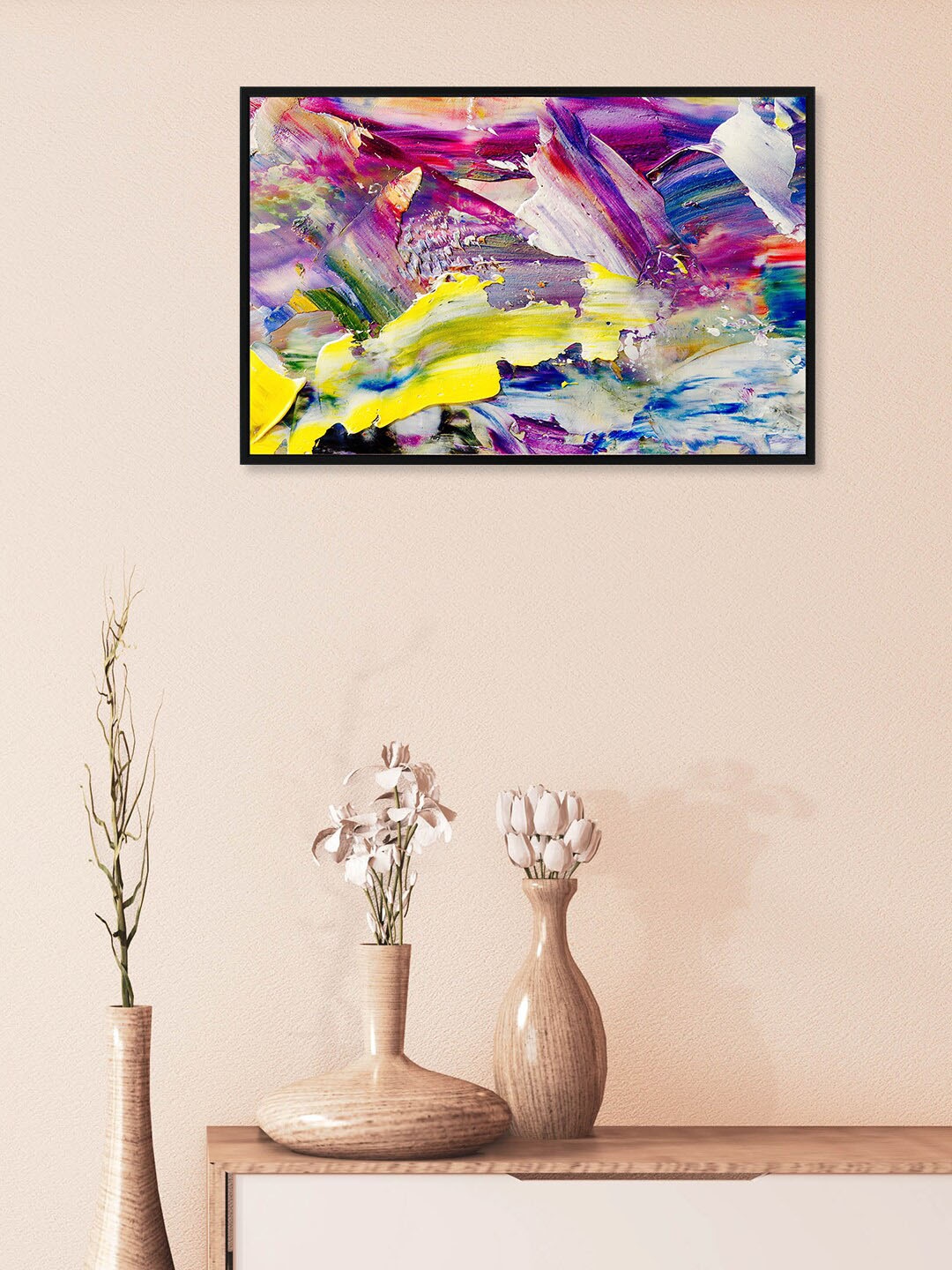 

nest ART Black & Pink Abstract Framed Painting Wall Art