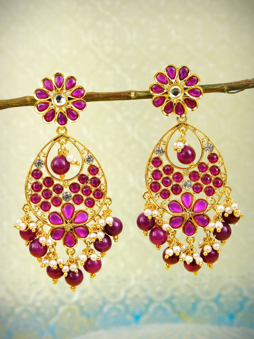 

Crunchy Fashion Gold Contemporary Chandbalis Earrings