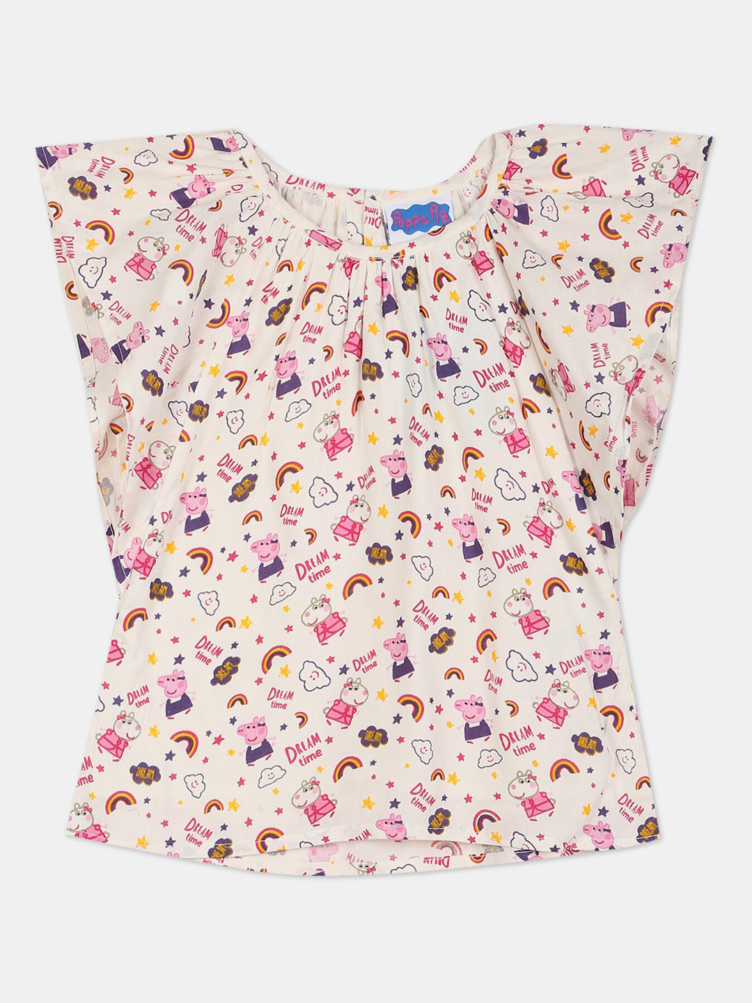 

Colt Cream & Pink Floral Extended Sleeves A-Line Top