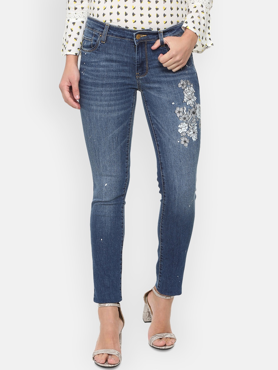 

Allen Solly Woman Women Blue Slim Fit Mildly Distressed Light Fade Jeans