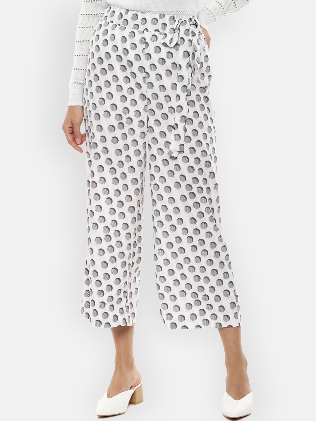 

Van Heusen Woman White Printed Culottes Trousers