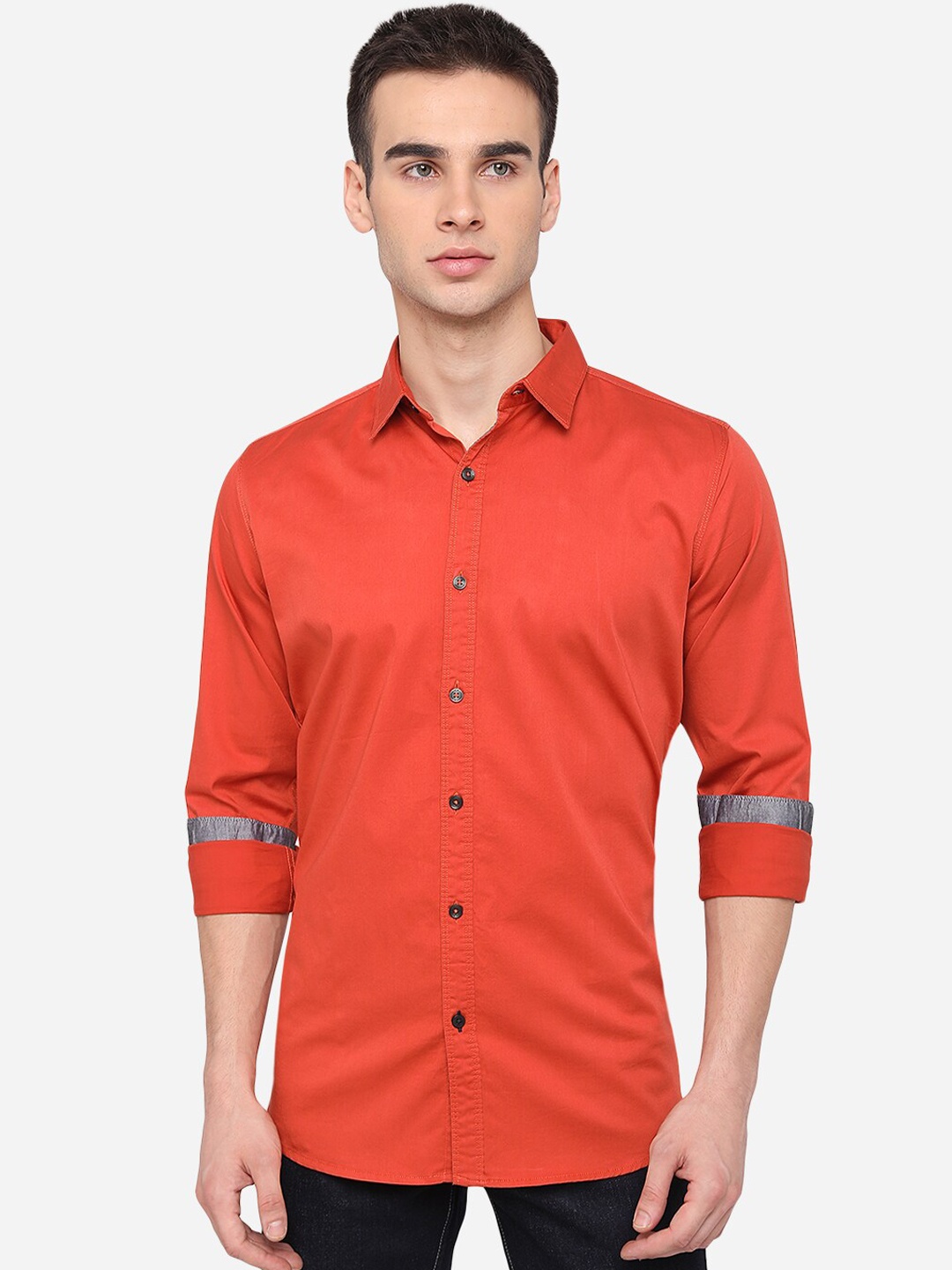 

JADE BLUE Men Orange Slim Fit Casual Shirt